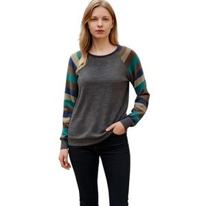 Egs California Womens Sz M Gray Long Sleeve Knitted Sweatshirt